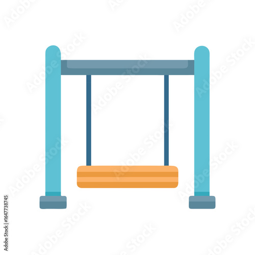 Simple playground swing vector illustration in bright blue and orange colors