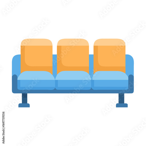 Waiting Room Seating: A Blue and Orange Bench Illustration on Black