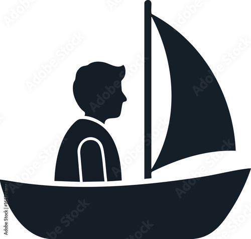 Sail Away Silhouette of a Person on a Sailboat Enjoying a Peaceful Voyage