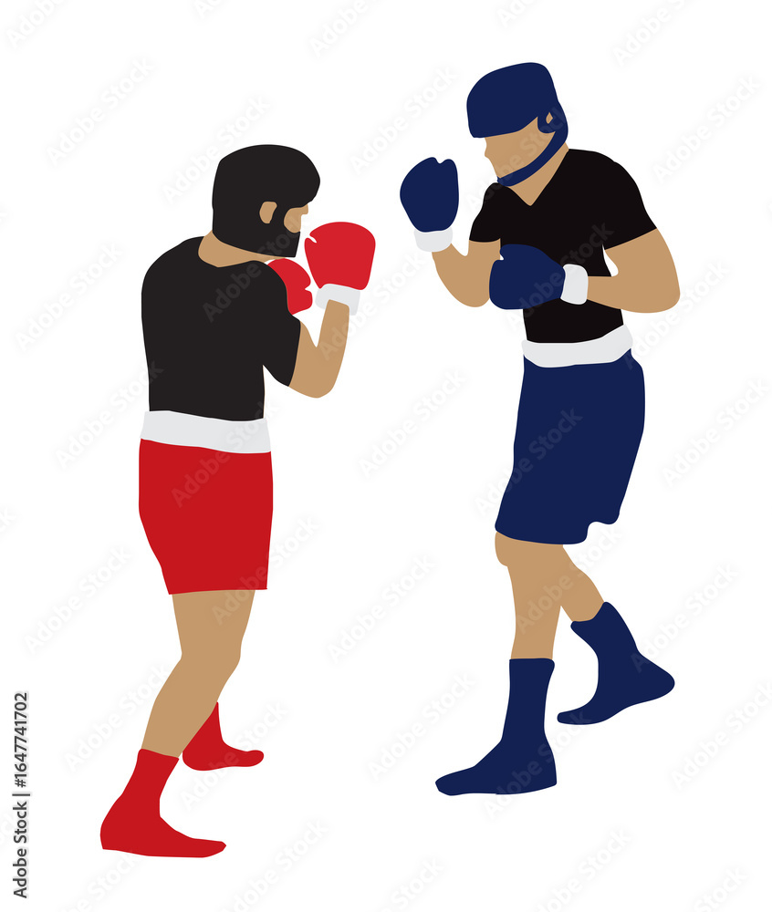 Boxing workout with boxers in helmets Boxing workout with boxers in helmets