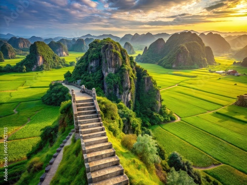 Ninh Binh's Hang Mua: stunning panoramic views of rice paddies and limestone peaks; perfect for photography.