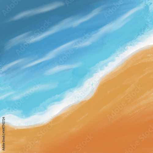 Sea hand drawn have beach wave and sand