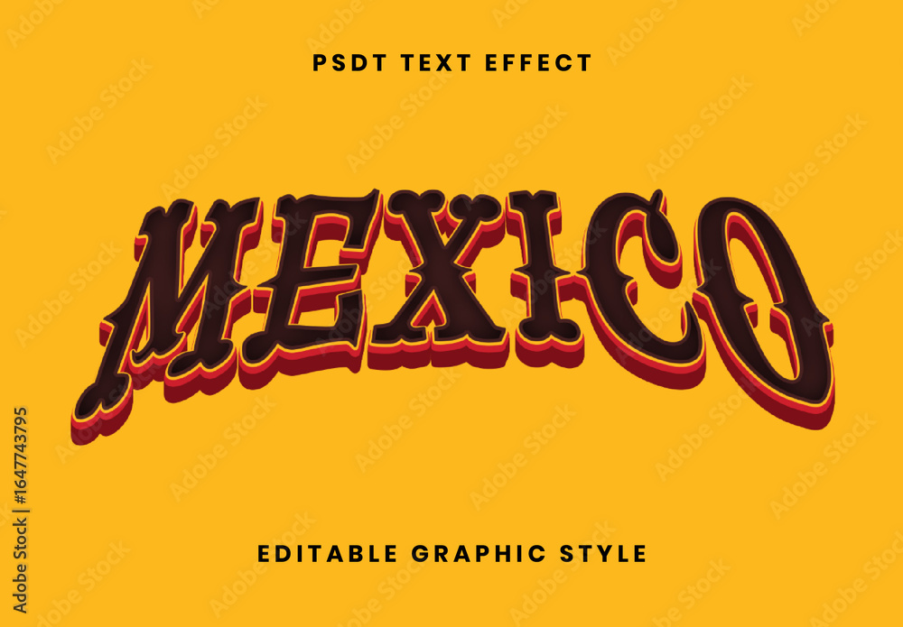 Mexico In Cool Writing Brown And Red Mexico Font Retro Bold Western Text Effect Stock Template ...