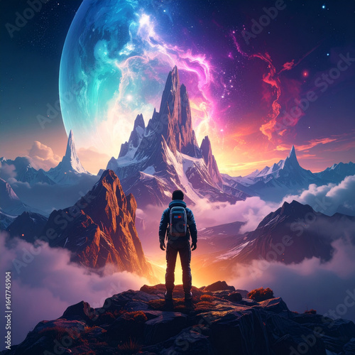 Sci-Fi Explorer and Bioluminescent Root Monoliths