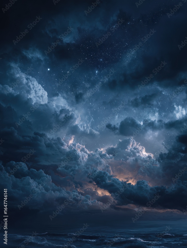 Fototapeta premium night stormy sky widescreen 169 300 dpi with space for text