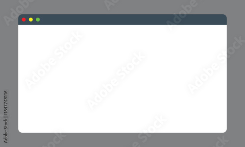 Cartoon browser window. Isolated website template. Web page mockup in simple design. Empty window o network page. Computer page frame in modern style. Vector EPS 10.