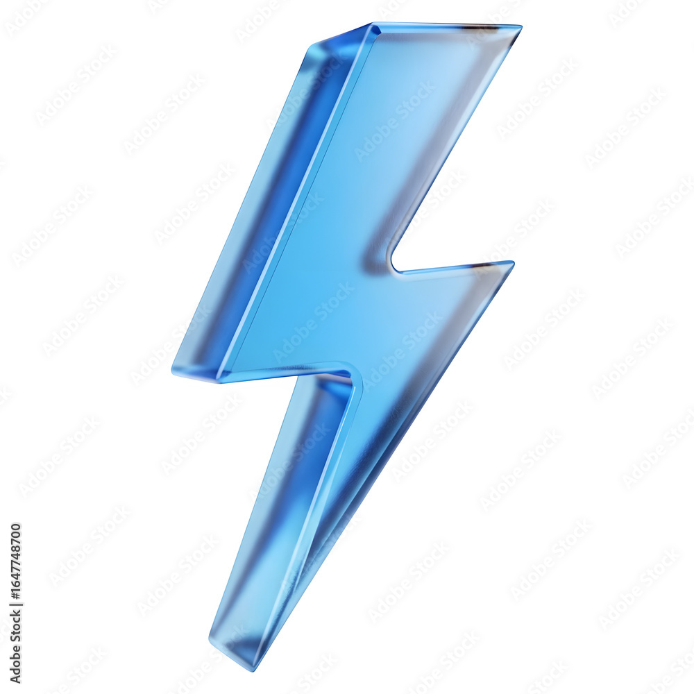 3D Render of Blue Glass Lightning Bolt, Transparent Energy Symbol, Power Icon, Electric Discharge Sign, Transparent Design, Blue strike 3D Render of Blue Glass Lightning Bolt, Transparent Energy Symbol, Power Icon, Electric Discharge Sign, Transparent Design, Blue strike