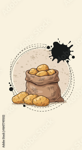Freshly harvested potatoes in a burlap sack ready for culinary adventures and healthy eating