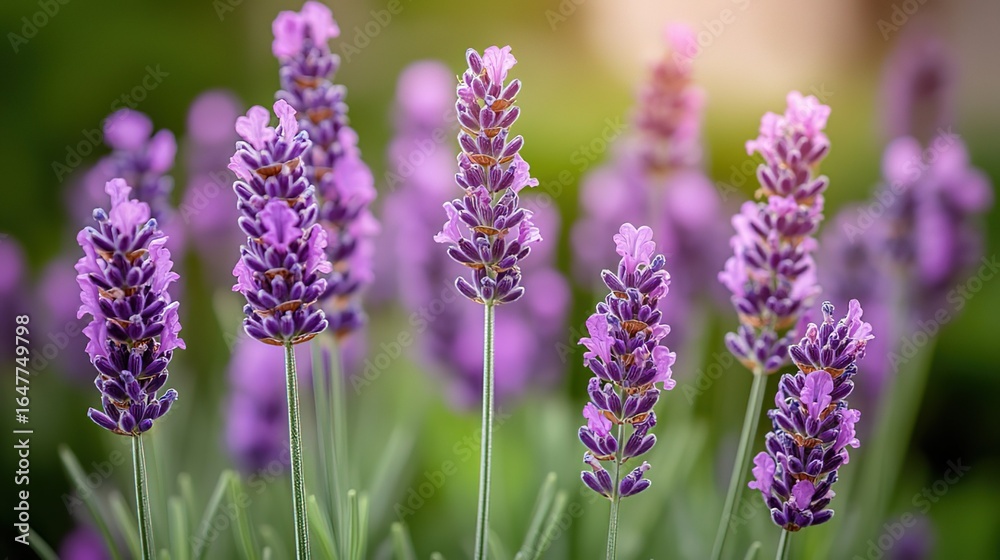 Obraz premium Close - up of Blooming Lavender Flowers in a Garden 