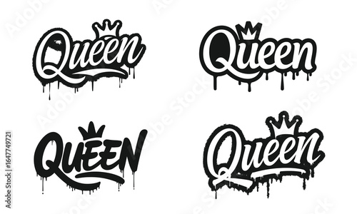 Queen Graffiti Font Vector Set for Apparel


