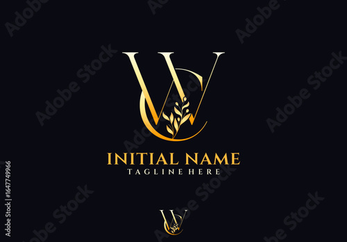 Letter CW or WC Beauty Logo with Flourish Ornament Luxury, Suitable for any Business with Initials