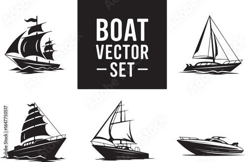 Diverse boat collection sailing seas, modern and classic styles