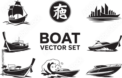 Diverse boat collection for nautical design projects