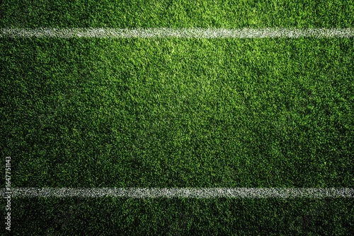 Green artificial turf with white lines