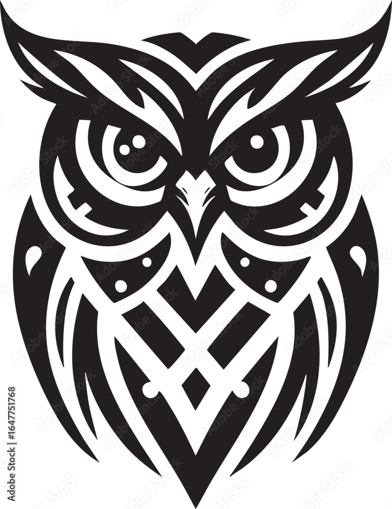 Obraz premium Wise owl head logo symbol featuring a majestic bird of prey with intelligent eyes perfect for branding and educational institutions