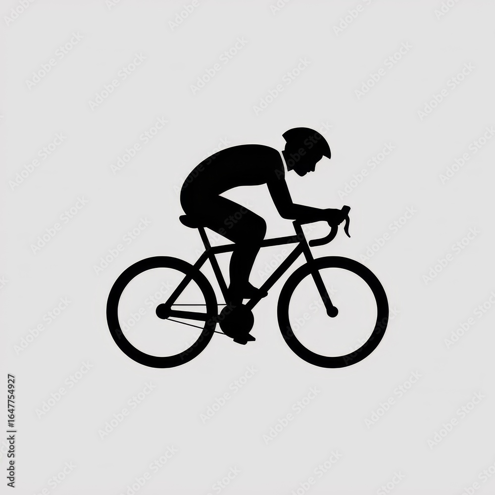 Obraz premium Cyclist silhouette on bicycle black white