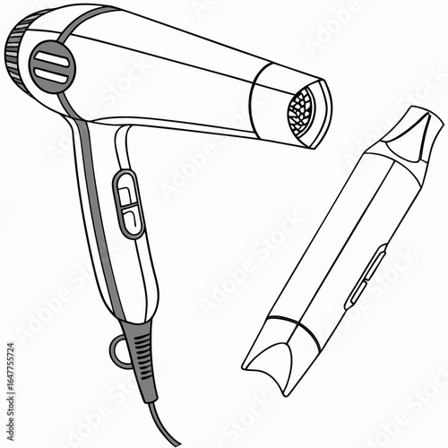White background compact hair dryer with foldable handle
