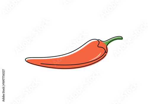 Vibrant red chili pepper with green stem a classic spicy ingredient for culinary delights
