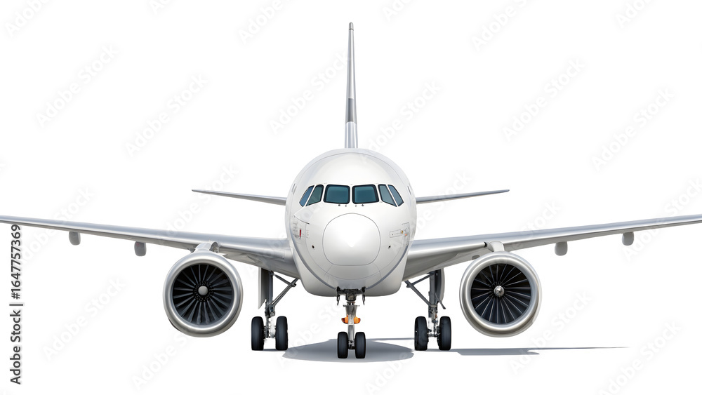 Naklejka premium Airplane isolated on transparent background, high-quality PNG for travel and aviation design.