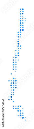 Chile Dot Map. Country Digital Style Shape. Chile vector image. Country shape blue circular dots. Creative vector illustration.