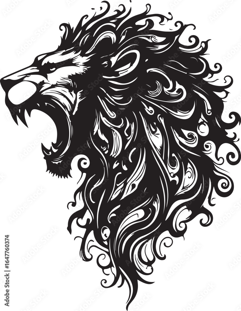 Naklejka premium lion head tattoo