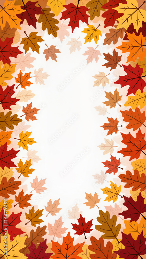 Fototapeta premium Vibrant autumn leaves create a lively frame in warm tones of nature