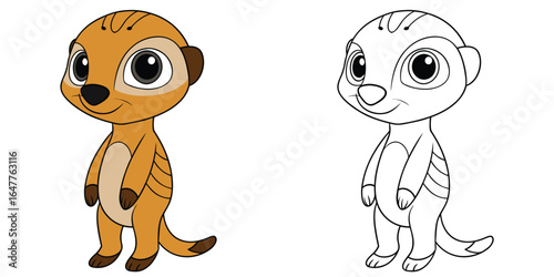 Peeko Pop the meerkat standing upright on its hind legs with curious eyes and small paws close together
