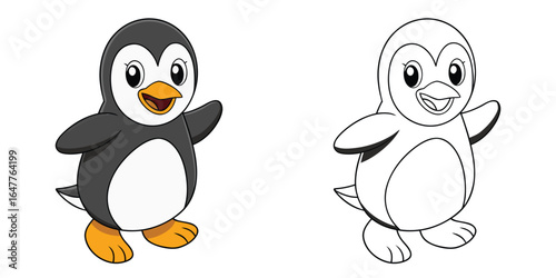 Waddle Wiggle the penguin waddling happily with flappy wings and big round belly