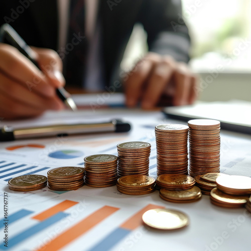 Young indian business man working on financial planning