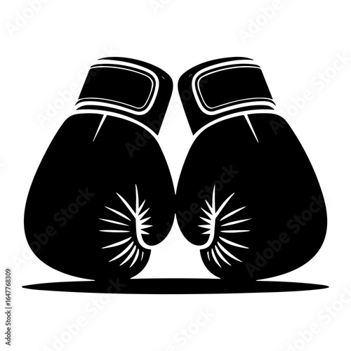 Black boxing gloves facing each other white sports equipment