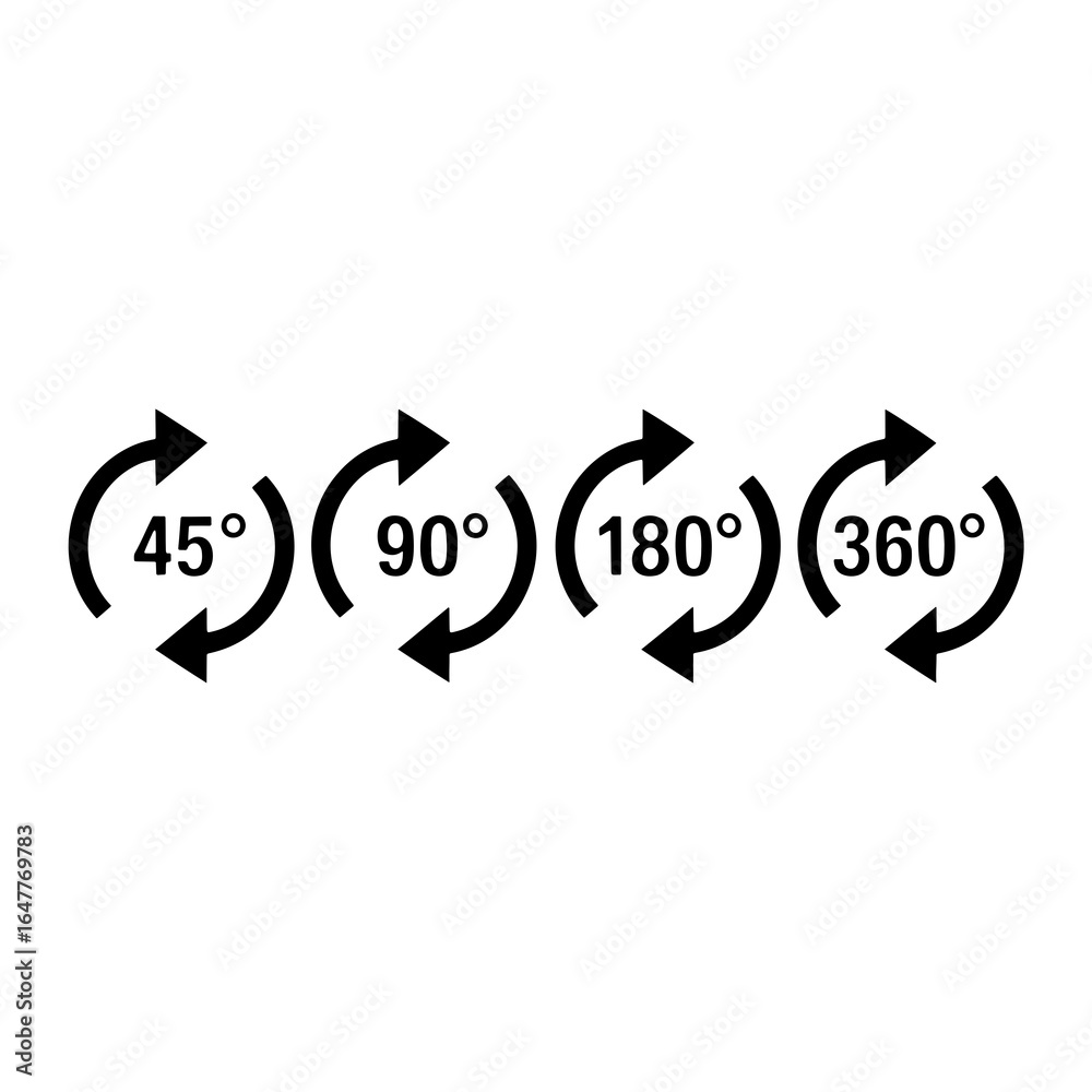 Fototapeta premium Circular arrow rotation degree indicators circular arrows degrees