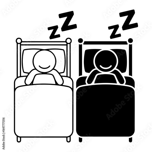 Two figures sleeping in beds with zzz symbols vector