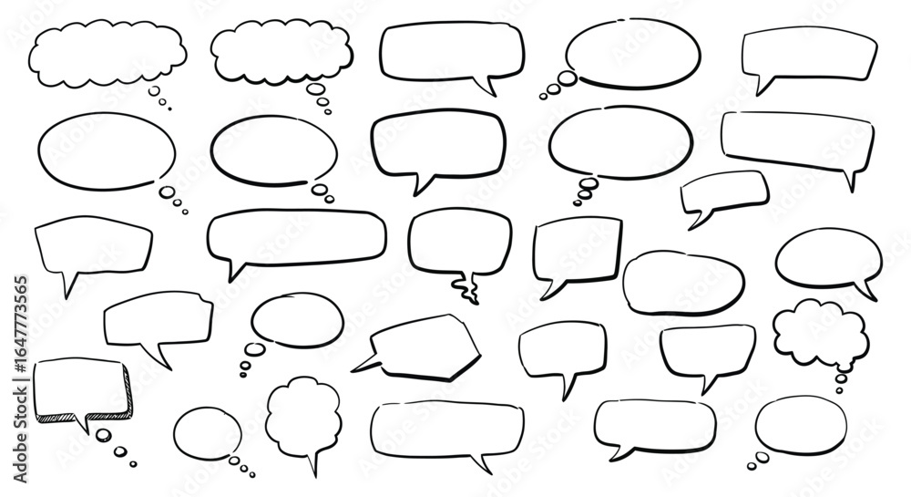 Fototapeta premium A collection of various blank speech bubbles and thought clouds