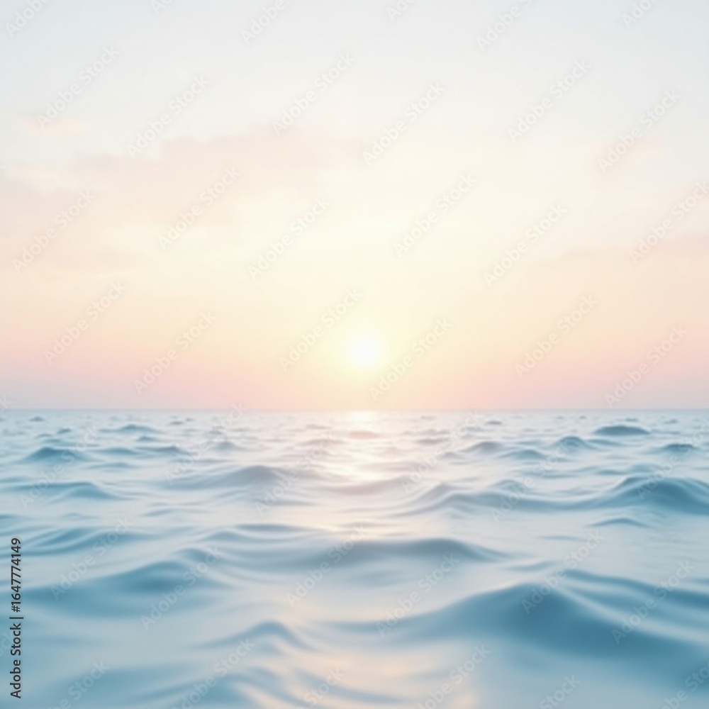 Fototapeta premium Serene Ocean Horizon at Sunrise with Soft Pastel Sky