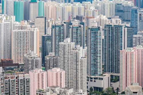 Fototapeta View of the skyscrapers from Lion Rock Head
