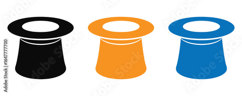 Stylish vector icon collection of colorful magic hats for creative design work