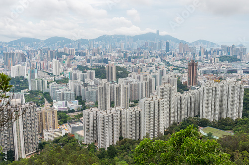Fototapeta View of Hong Kong and Kowloon from Lion Rock Head