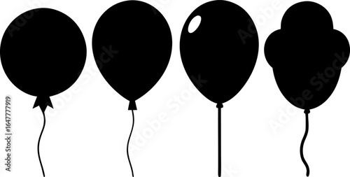 Different Shaped Balloon Icon Silhouette Vector Illustration