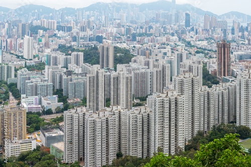 Obraz na plátně View of Hong Kong and Kowloon from Lion Rock Head