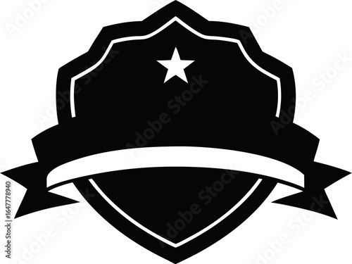 Unique Badge Icon Silhouette Vector Illustration Black
