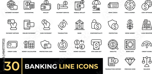 Banking line icon set