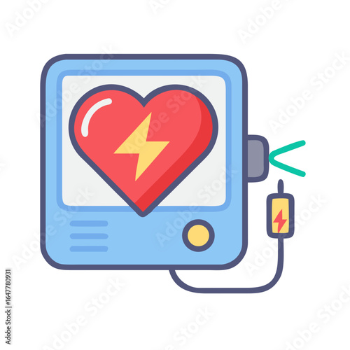 Heart monitor with electrical pulse symbol isolated on transparent background