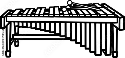 Vector Illustration of a Marimba - Black and White Outline Design
