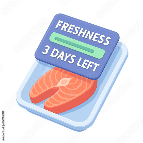 Fresh Salmon Fillet in Tray, 3 Days Left, Illustration