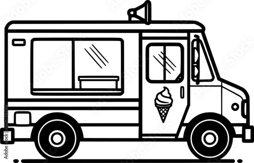 Ice Cream Truck Black Outline Vector SVG
