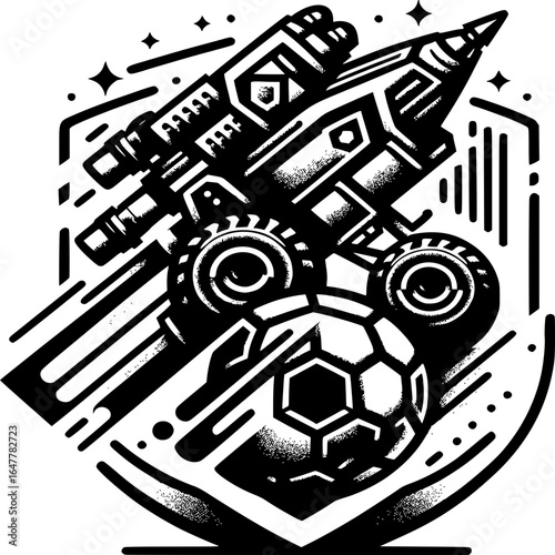 Rocket and ball logo: A dynamic logo design showcasing a stylized rocket propelling a soccer ball, conveying speed, movement, and the thrill of the sport.