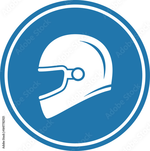 Blue wear helmet sign for safety and protection, mandatory requirement, isolated on white background