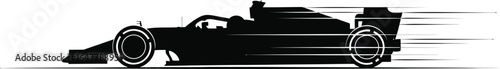 Formula one car racing at high speed on the track, a symbol of motorsport competition isolated on white background