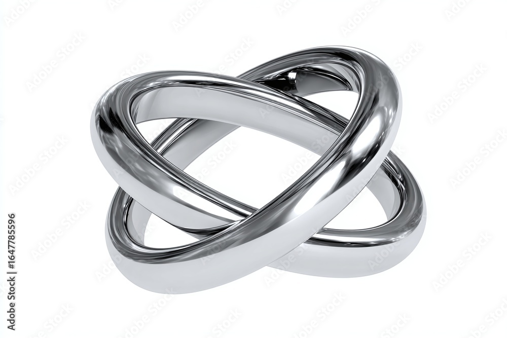 Fototapeta premium Interlocking chrome rings symbolize connection and unity