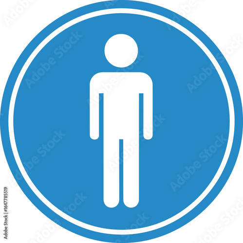 Man icon isolated on white background, a male symbol representing a person, user, or gender identity in a blue circle
